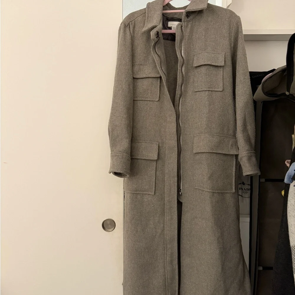 Topshop Gray longline belted utility coat size US 4 - Picture 4 of 9